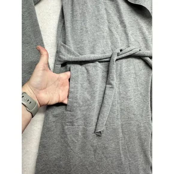 Lucky Brand Womens Large Robe Gray Wrap Style Short Tie Inside Belt - Picture 4 of 9